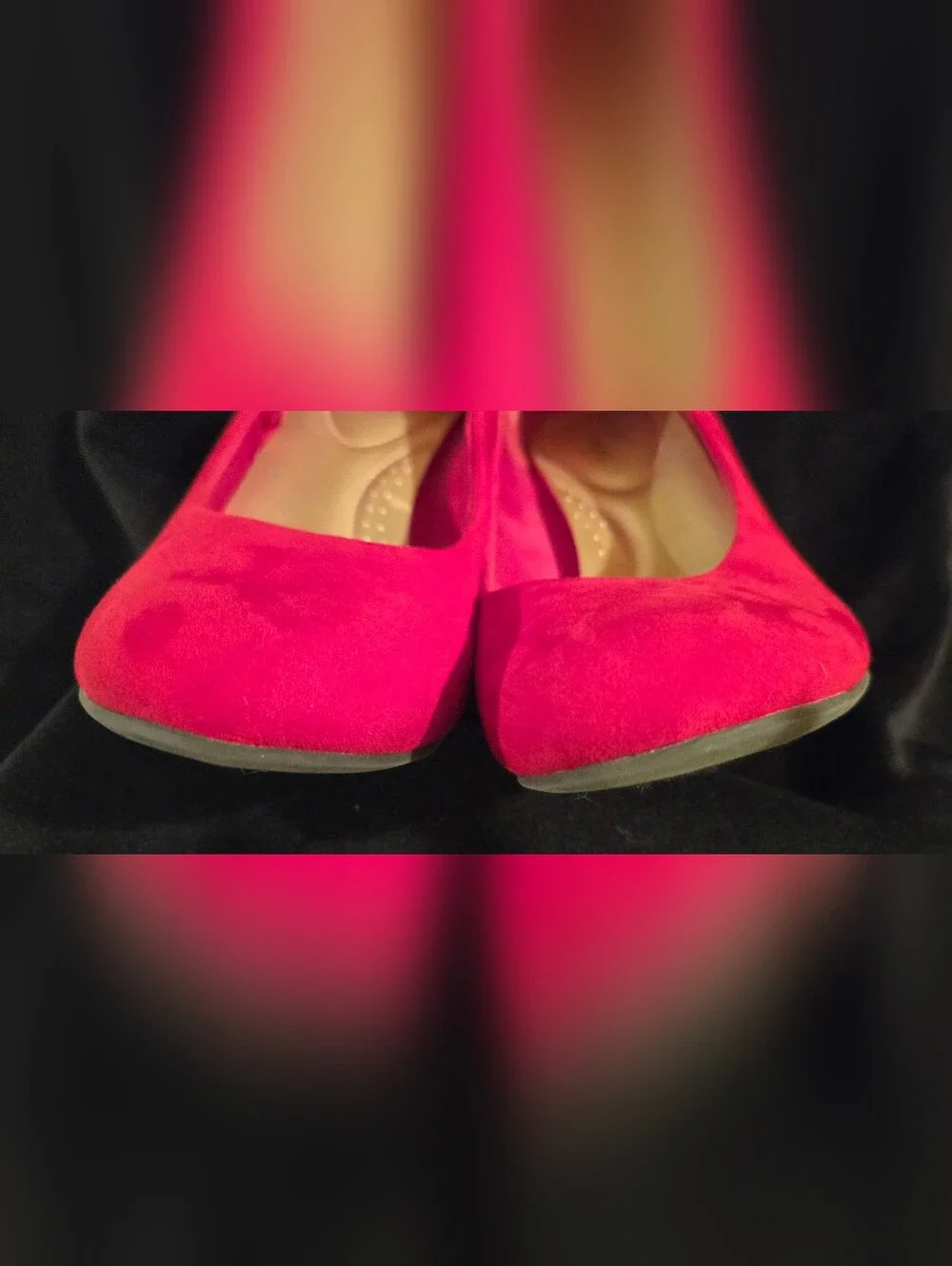 Red Suede Wedge Heels